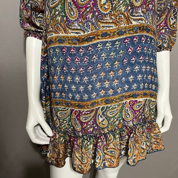 🌟Tolani 100% Silk Multicolored Ginger Paisley Tunic Mini Dress Sz-XS - Picture 4 of 10